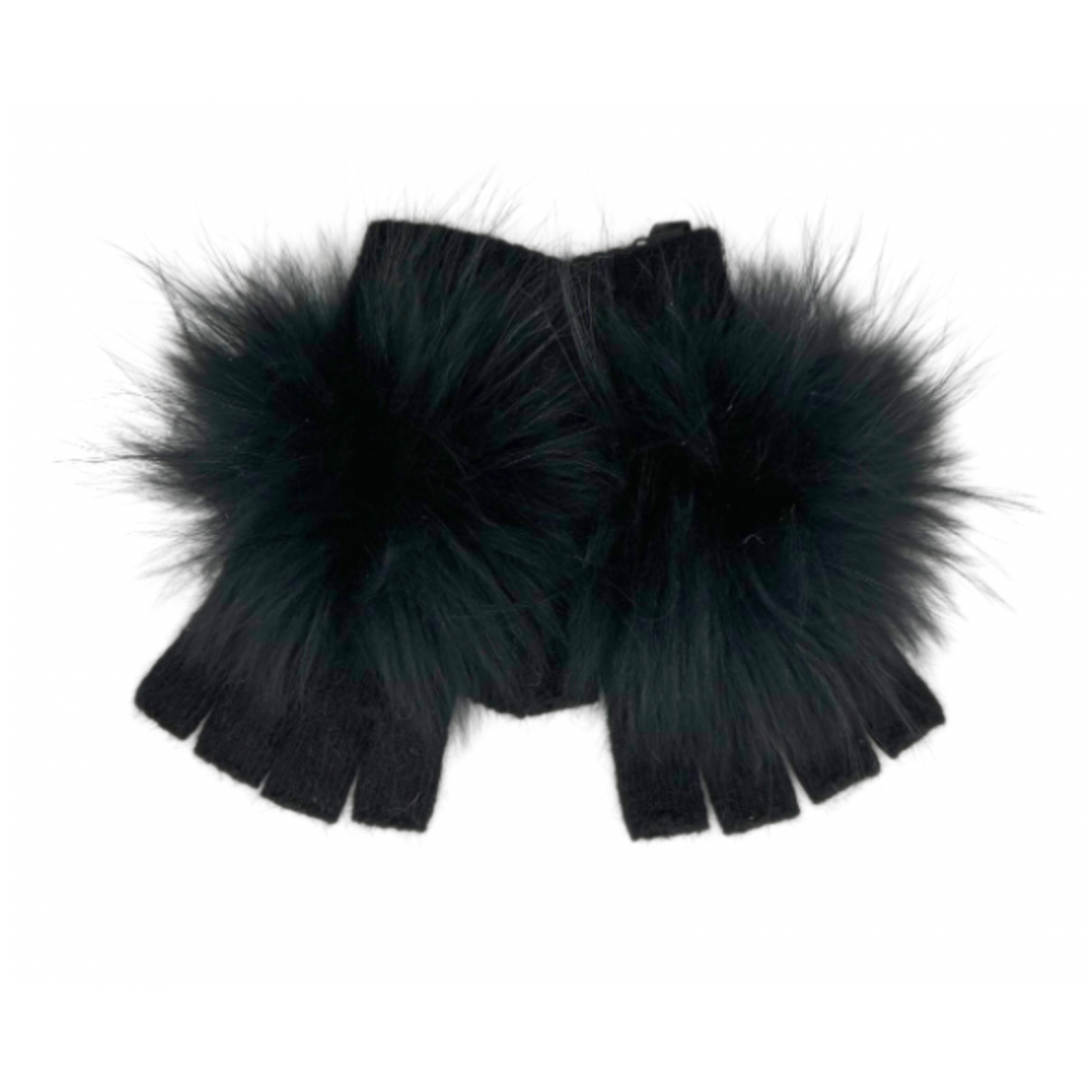 Linda Richards - Angora Fingerless with Pom Hand Warmers