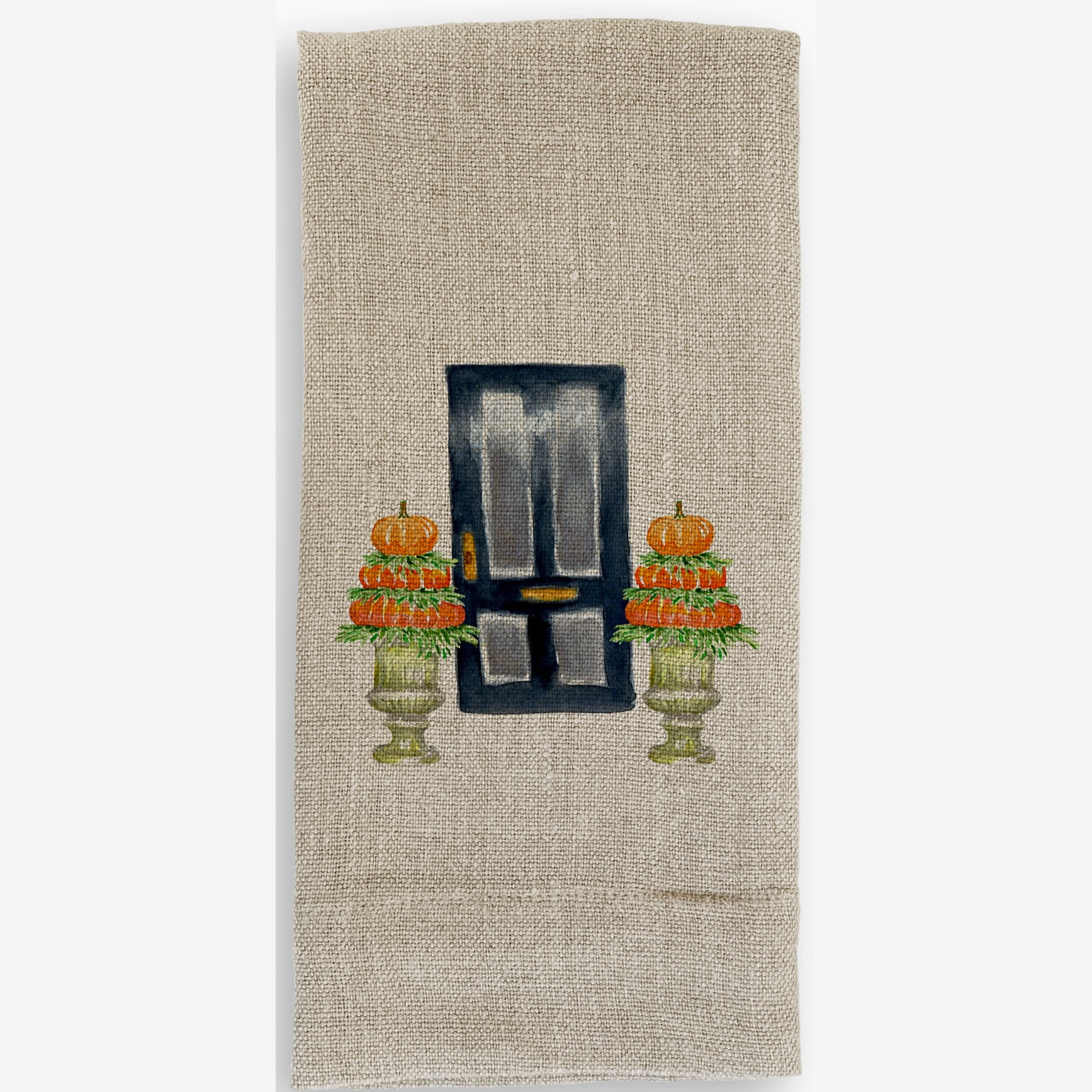 French Graffiti Hand Towel: Black Door Pumpkin Topiary