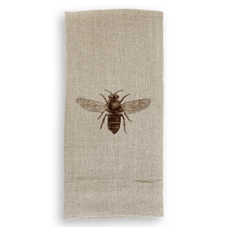 French Graffiti Natural Linen Hand Towels