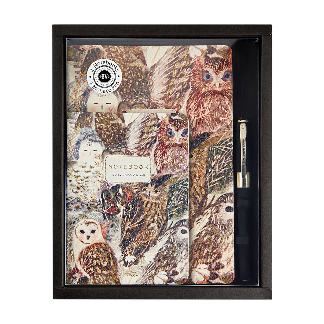 3 Piece Set -Owls - 2 Notebooks + Monaco Pen