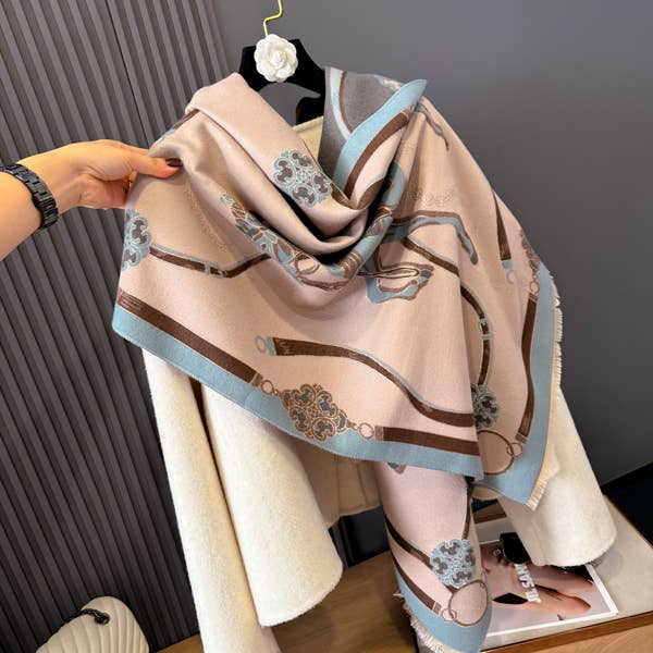 Equestrian Pink / Blue Rosette Mane Reversible Wrap