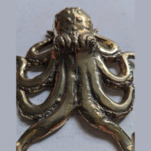 Load image into Gallery viewer, Brass Octopus Wall Hook – Nautical Octopus Coat Hook | Coastal Bathroom &amp; Ocean Decor

