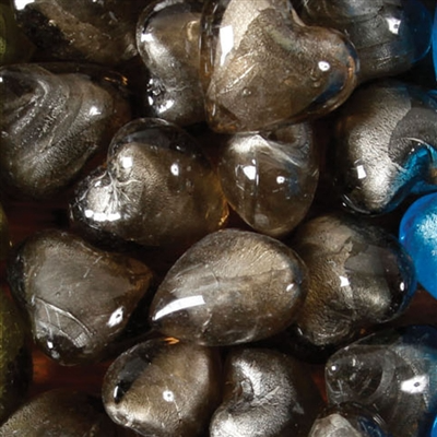 Venetian Glass Heart - Platinum