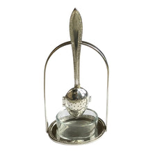 Load image into Gallery viewer, Silver-Plated Tea Strainer Spoon &amp; Stand, 7”
