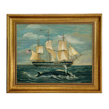 Load image into Gallery viewer, American Whaling Ship with Sperm Whale Vintage Painting Print
