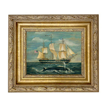 Load image into Gallery viewer, American Whaling Ship with Sperm Whale Vintage Painting Print
