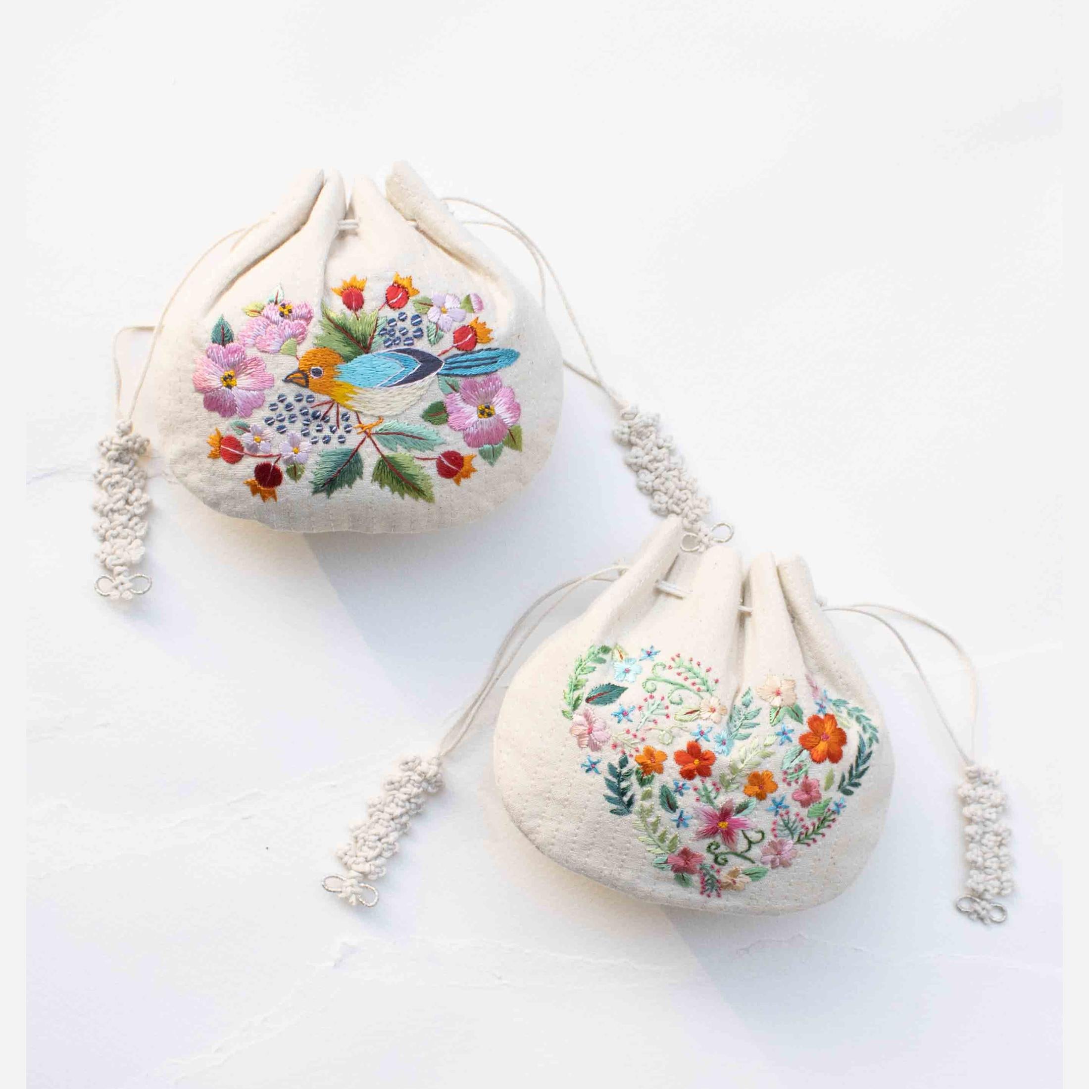 Embroidered Drawstring Pouch – Sample Sale
