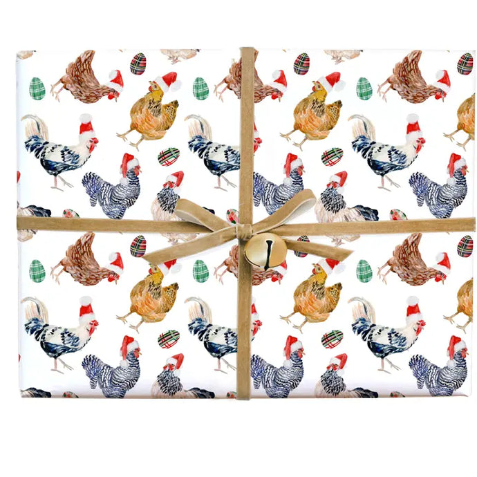 Christmas Chickens In Santa Hats Gift Wrap Roll - Wrapping Paper