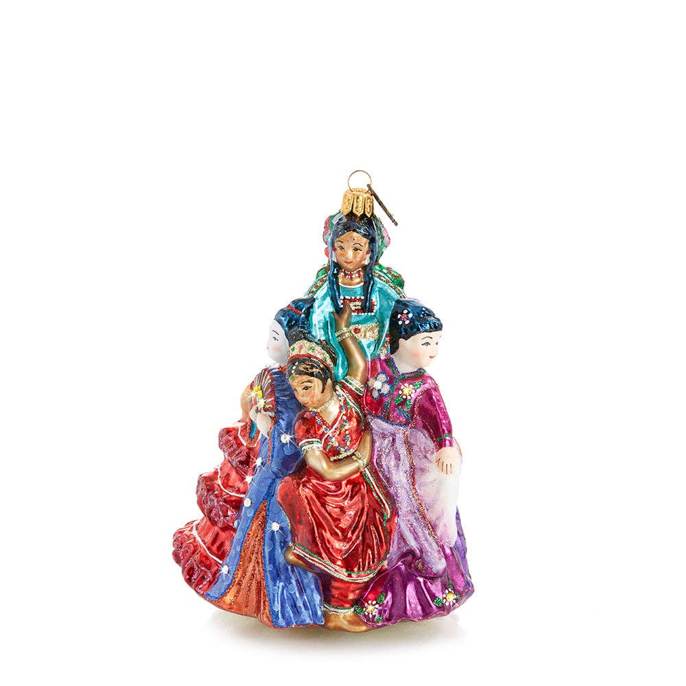 Nine Ladies Dancing Glass Ornament