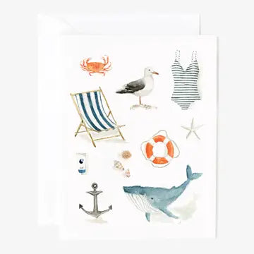 Set of 8 Seaside Watercolored Notecards
