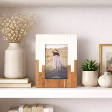 Load image into Gallery viewer, Resin Wood Casual Two-Tone Photo Frame - White, 4x6 in.
