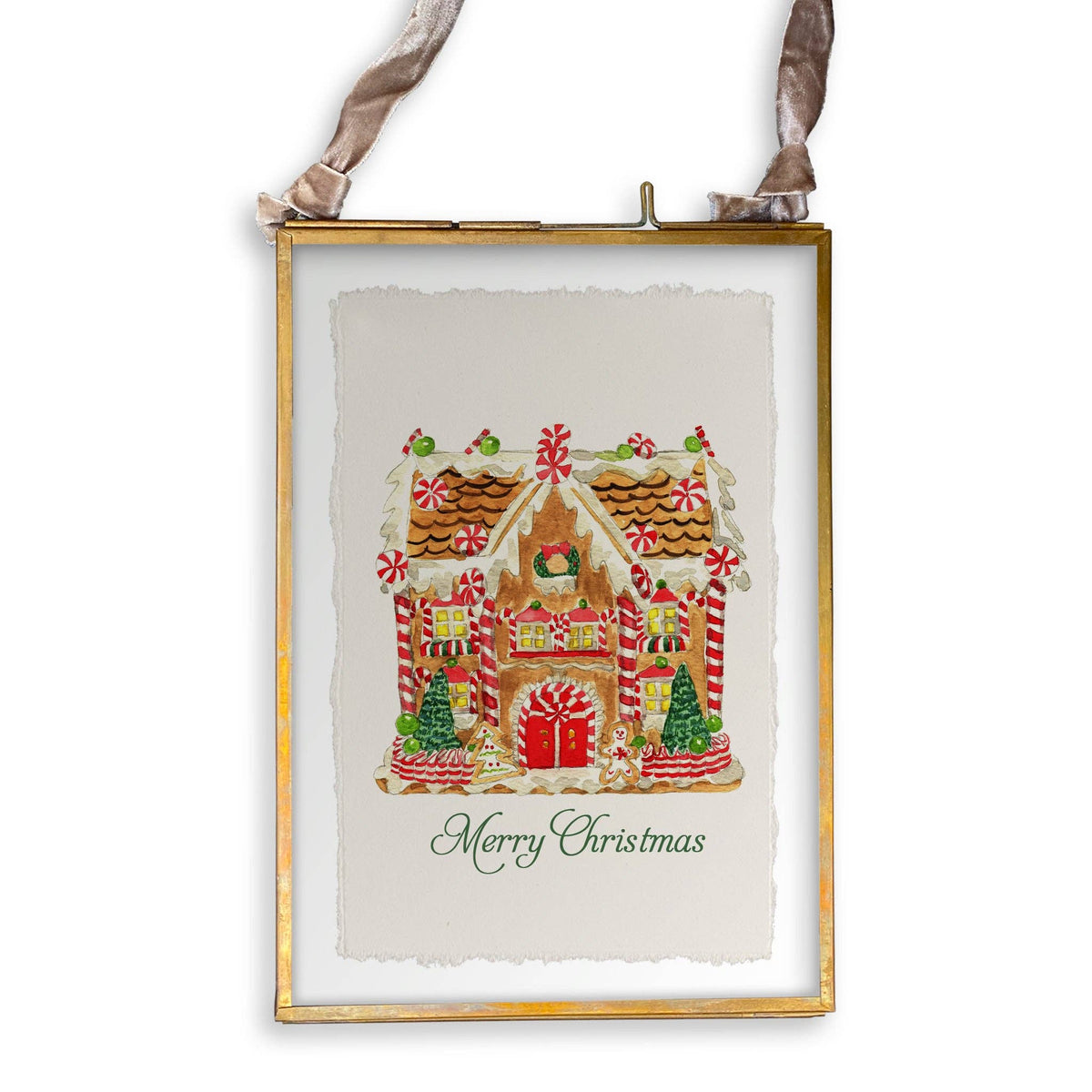Gingerbread House with Merry Christmas Kitchen Towel