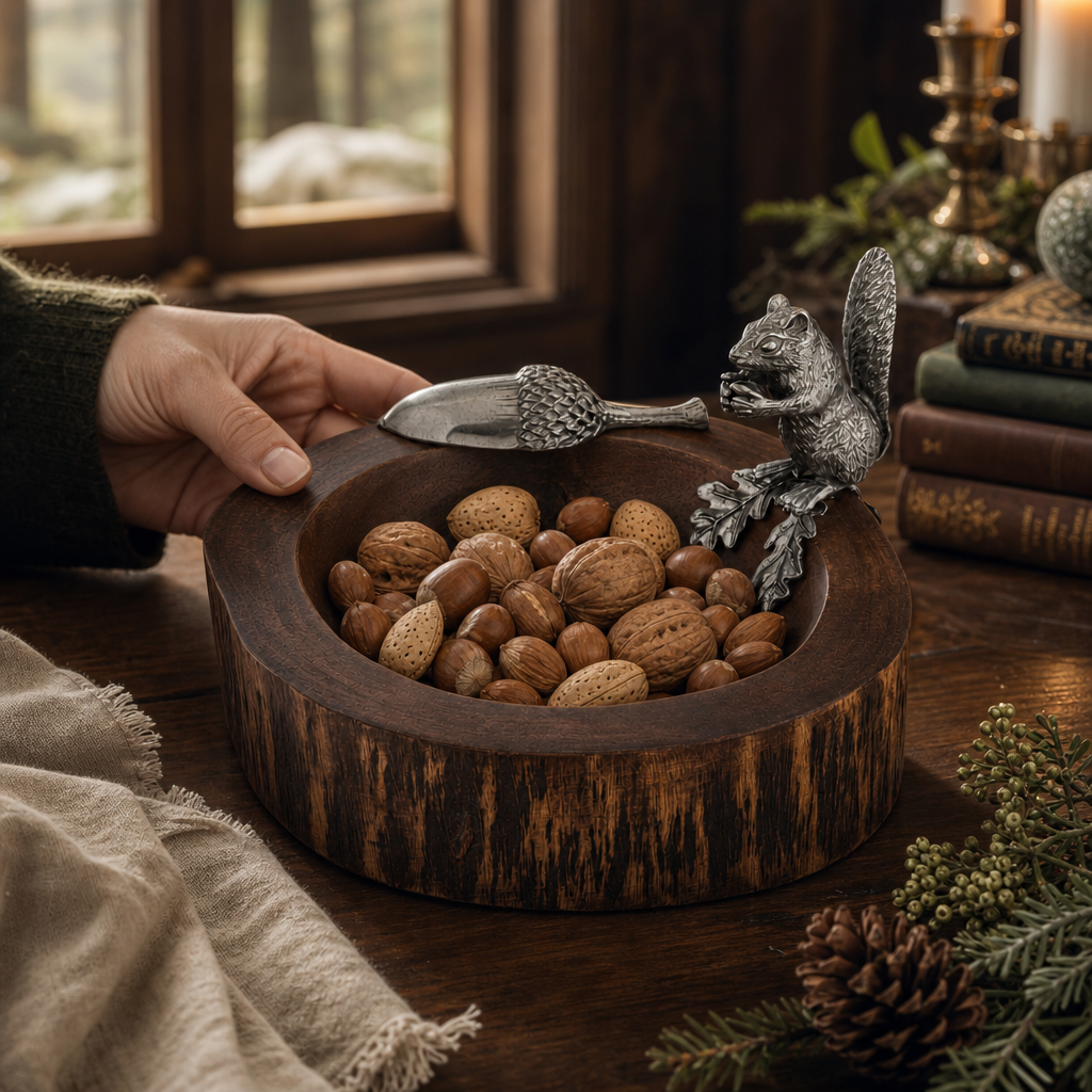 Standing Squirrel Nut Bowl & Scoop