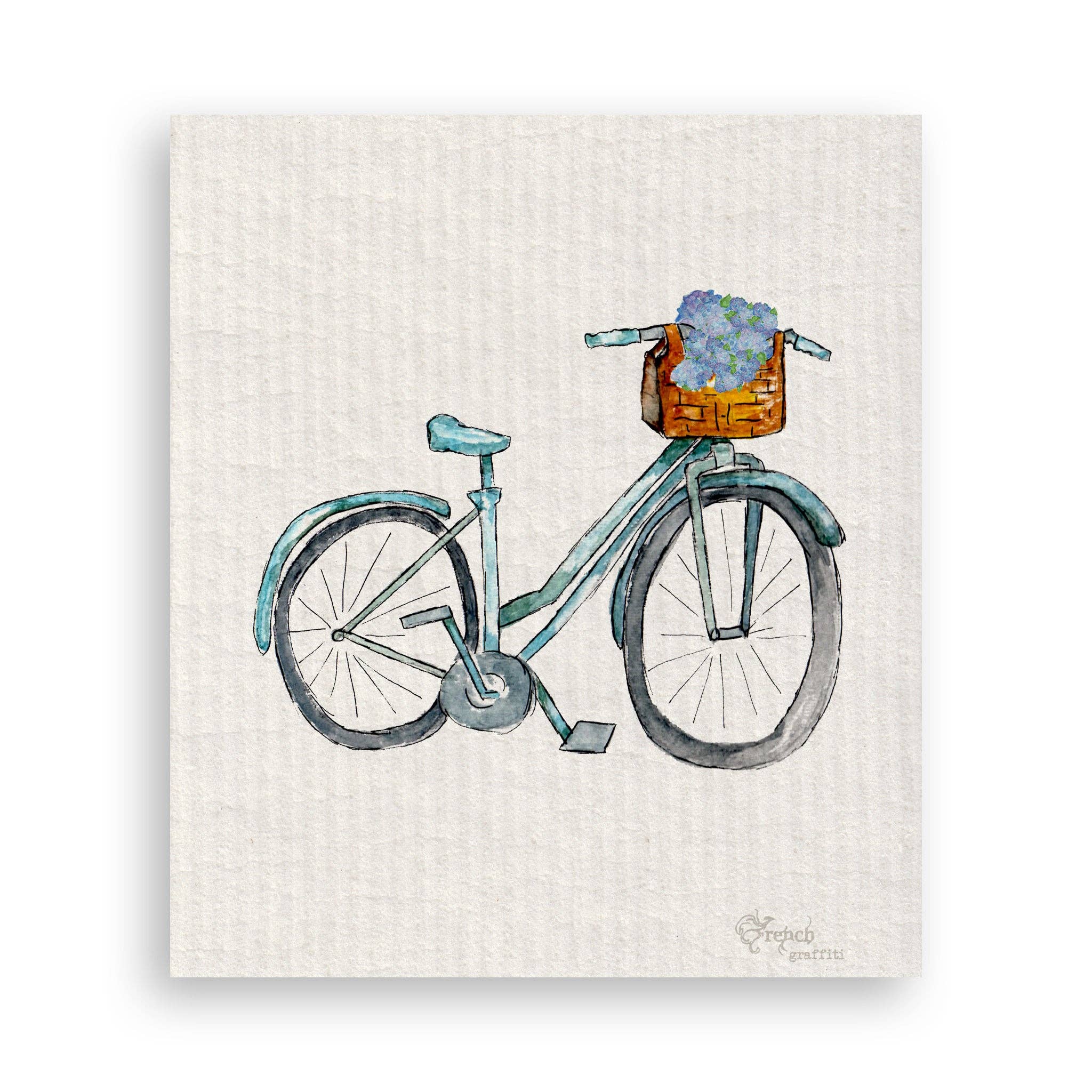 Blue Bike with Hydrangeas