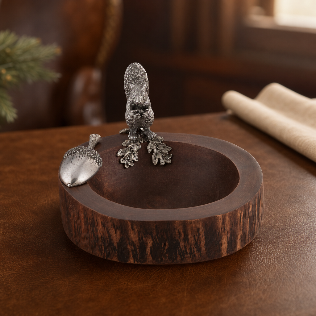 Standing Squirrel Nut Bowl & Scoop