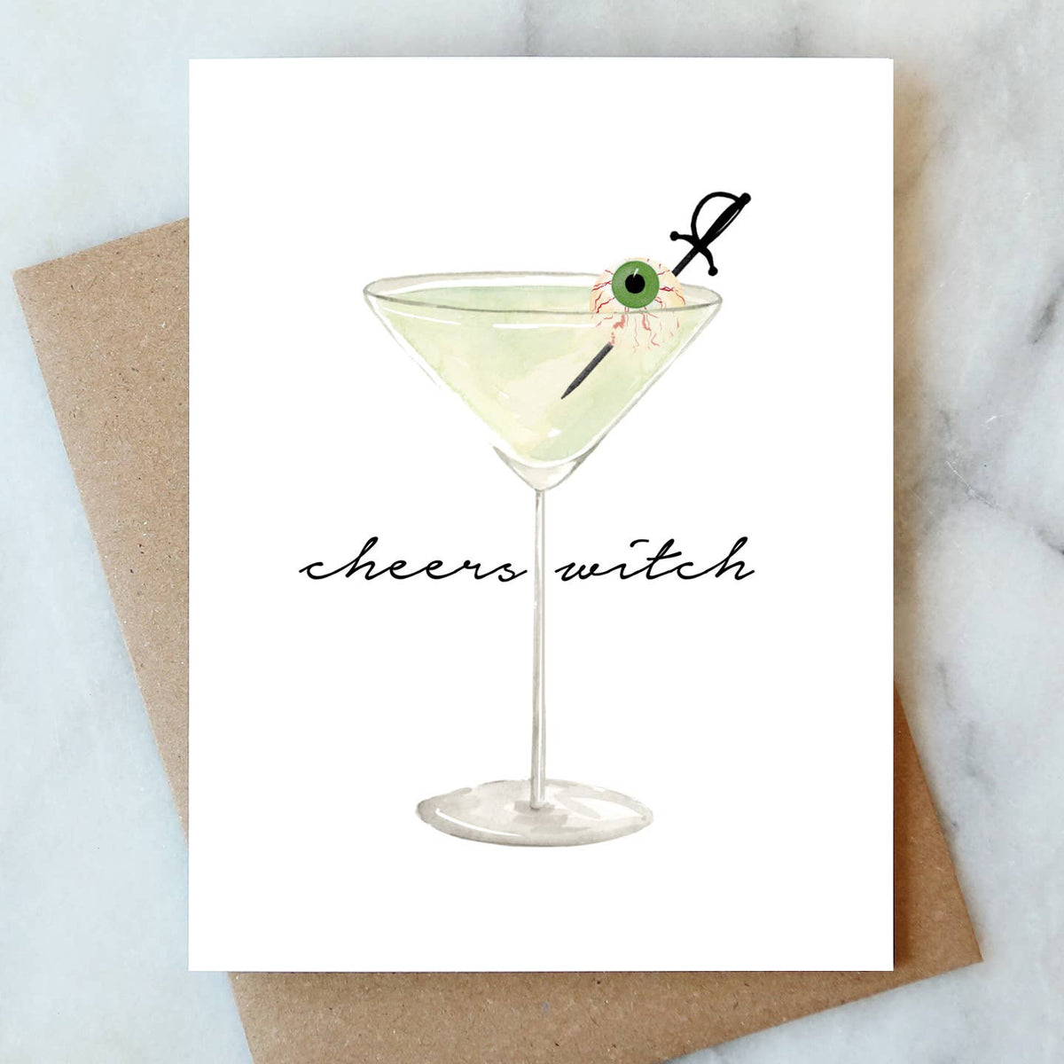 Eyeball Martini Halloween Greeting Card | Fall Holiday Card