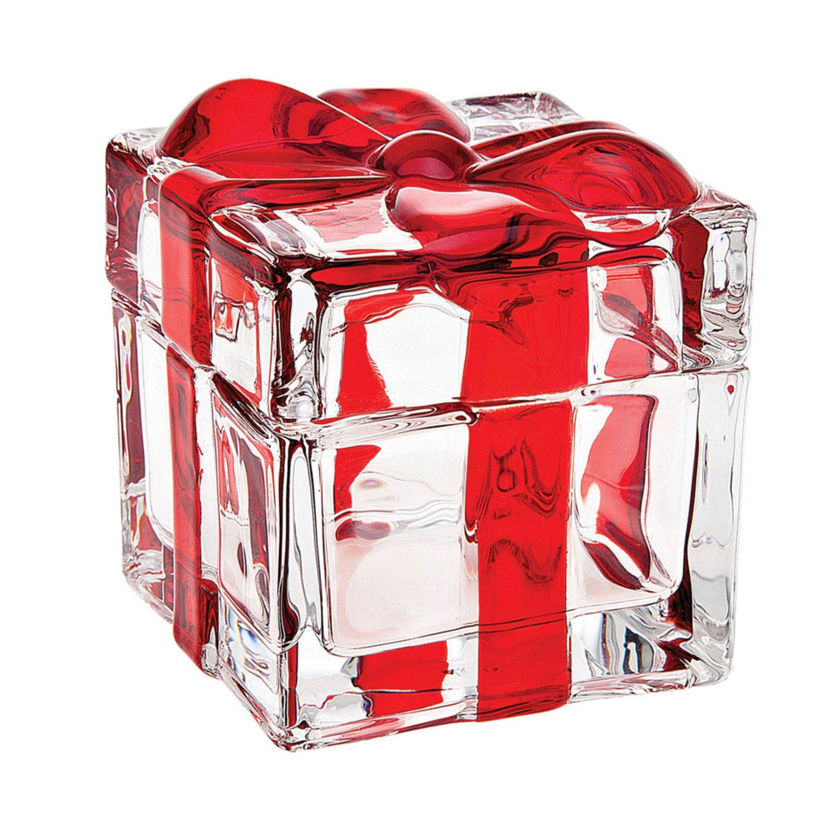 Red Ribboned Gift Wrapped Crystal Keepsake Box