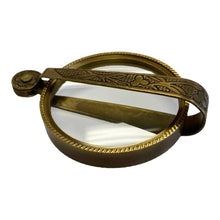 Load image into Gallery viewer, Antiqued Folding Brass Magnifying Glass | Tabletop decor
