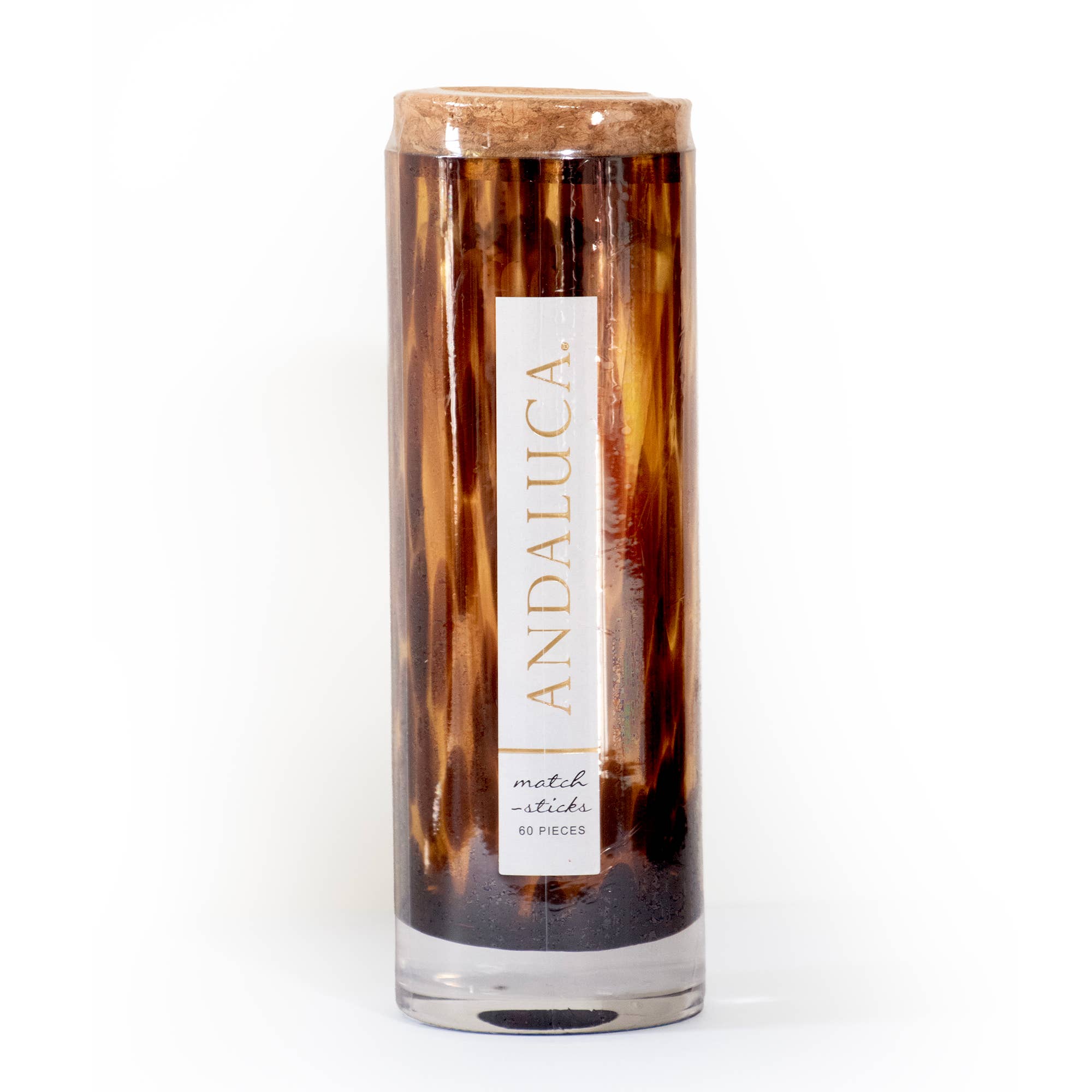 Tortoise Glass Jar with Cork Lid & 60 Wooden Matches