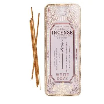 White Dove Premium Incense Bamboo Sticks and Burner