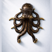 Load image into Gallery viewer, Brass Octopus Wall Hook – Nautical Octopus Coat Hook | Coastal Bathroom &amp; Ocean Decor
