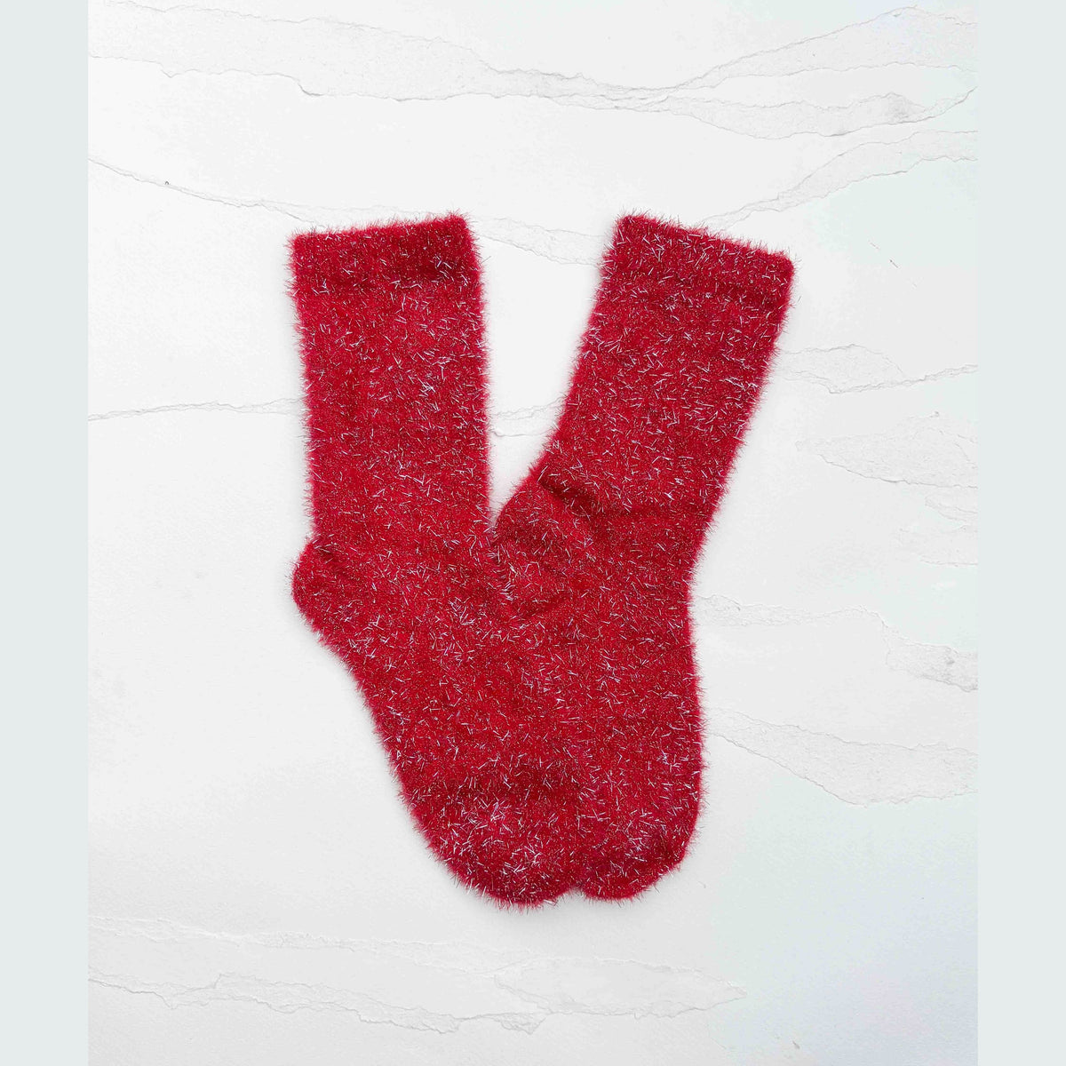Holiday Sparkle Fuzzy Crew Socks