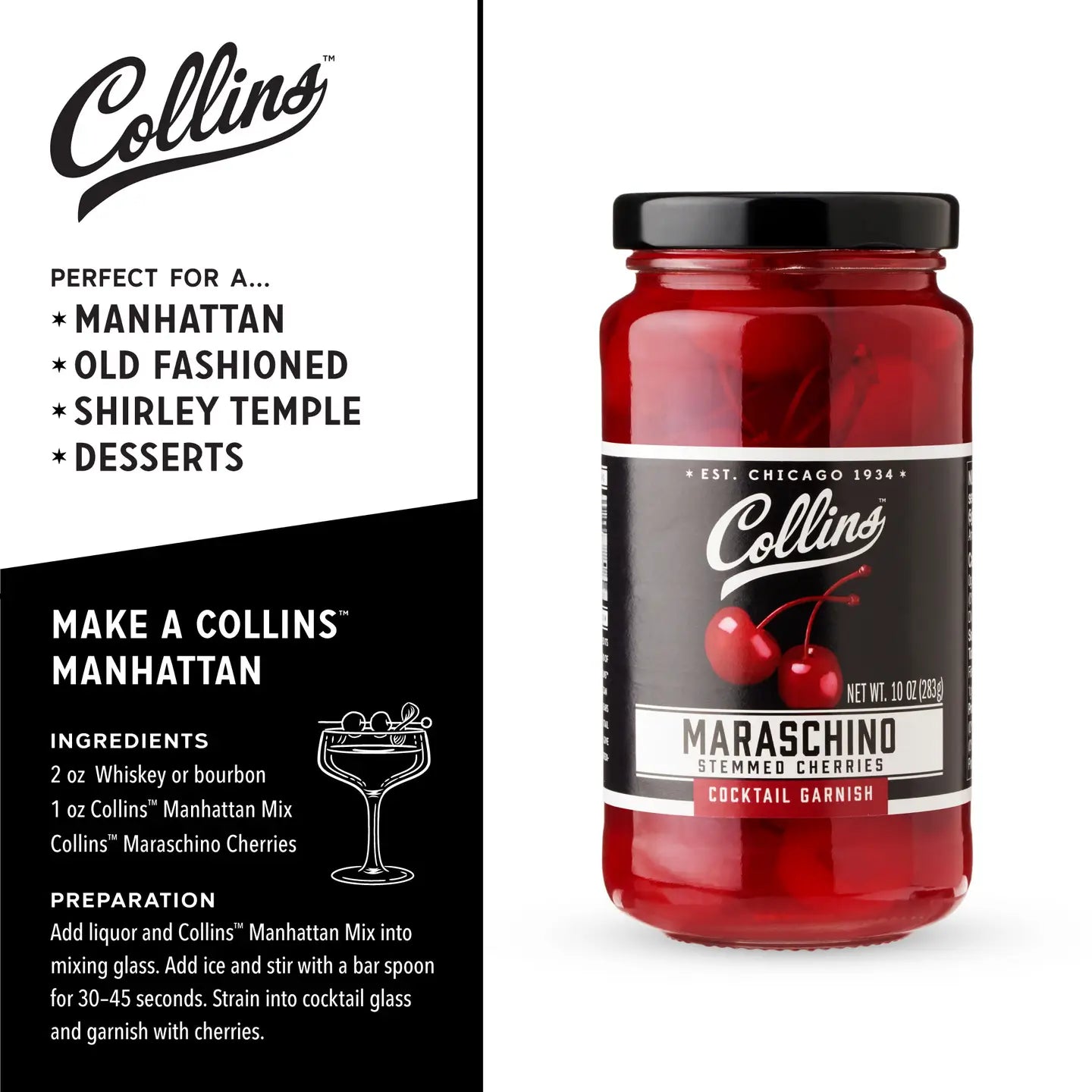 Stemmed Maraschino Cherries - 10oz