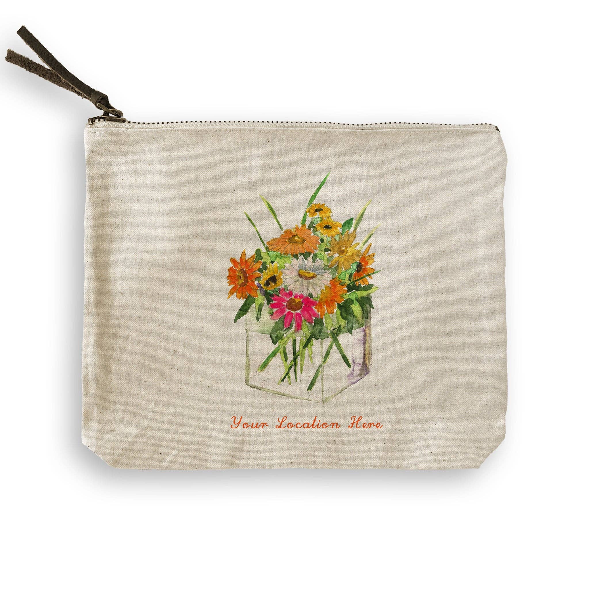 Square Vase with Flowers and Location