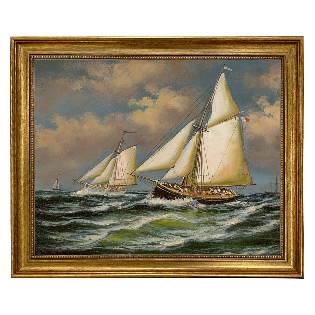 Puritan and Genesta Vintage Painting Print on Canvas