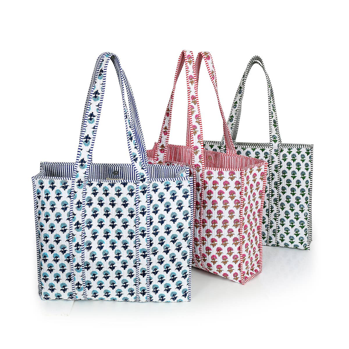 Hydrangea Quilted Tote Bag-Blue