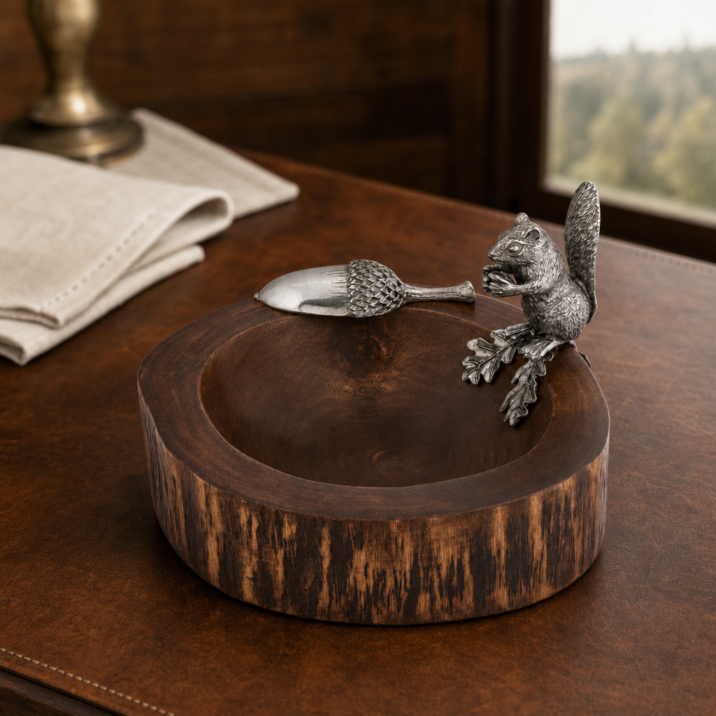Standing Squirrel Nut Bowl & Scoop