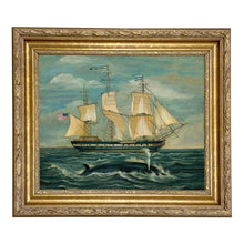 Load image into Gallery viewer, American Whaling Ship with Sperm Whale Vintage Painting Print
