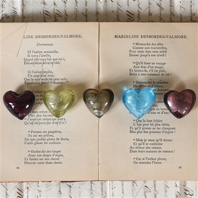 Venetian Glass Heart - Platinum