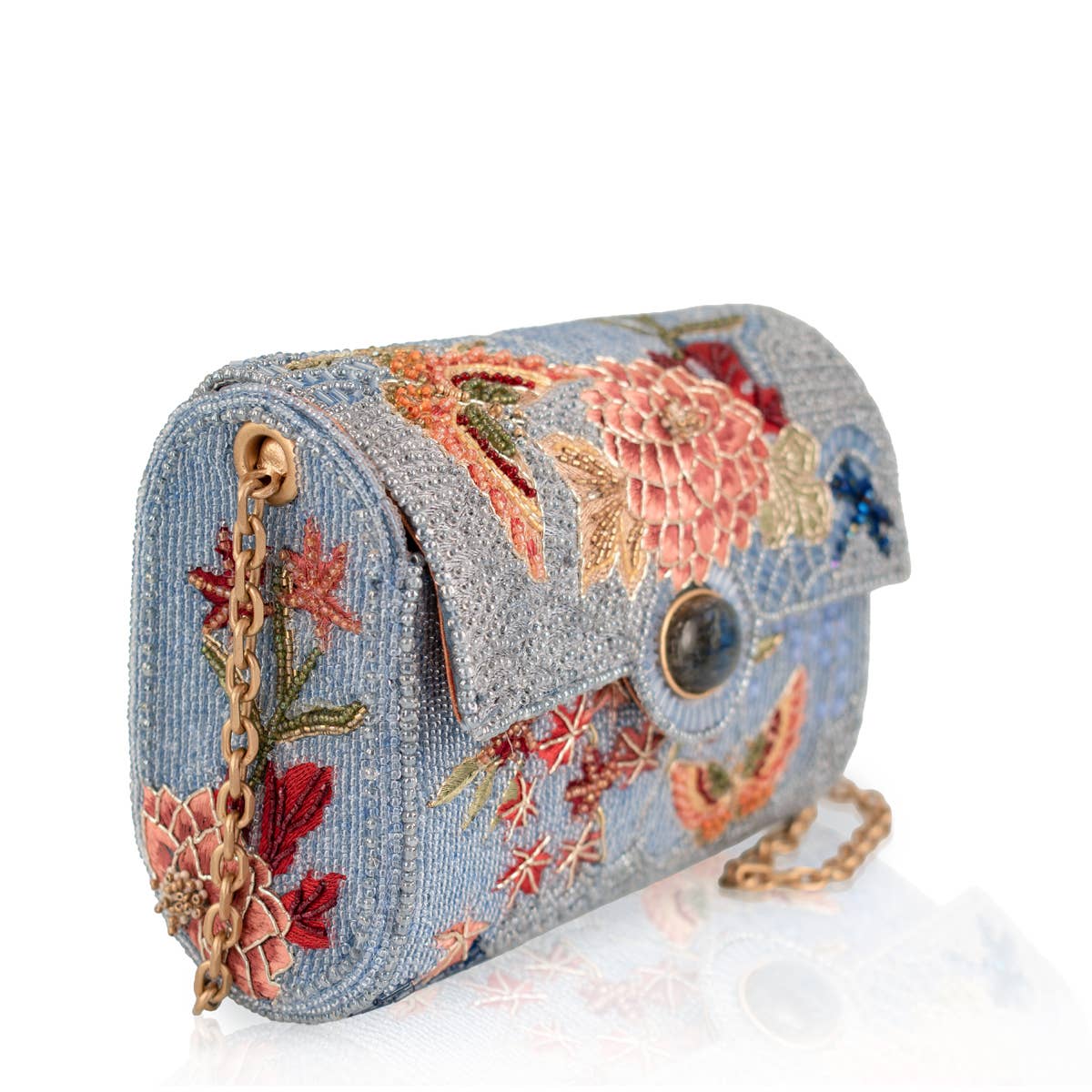Lotus Mist Beaded Floral CrossBody Bag