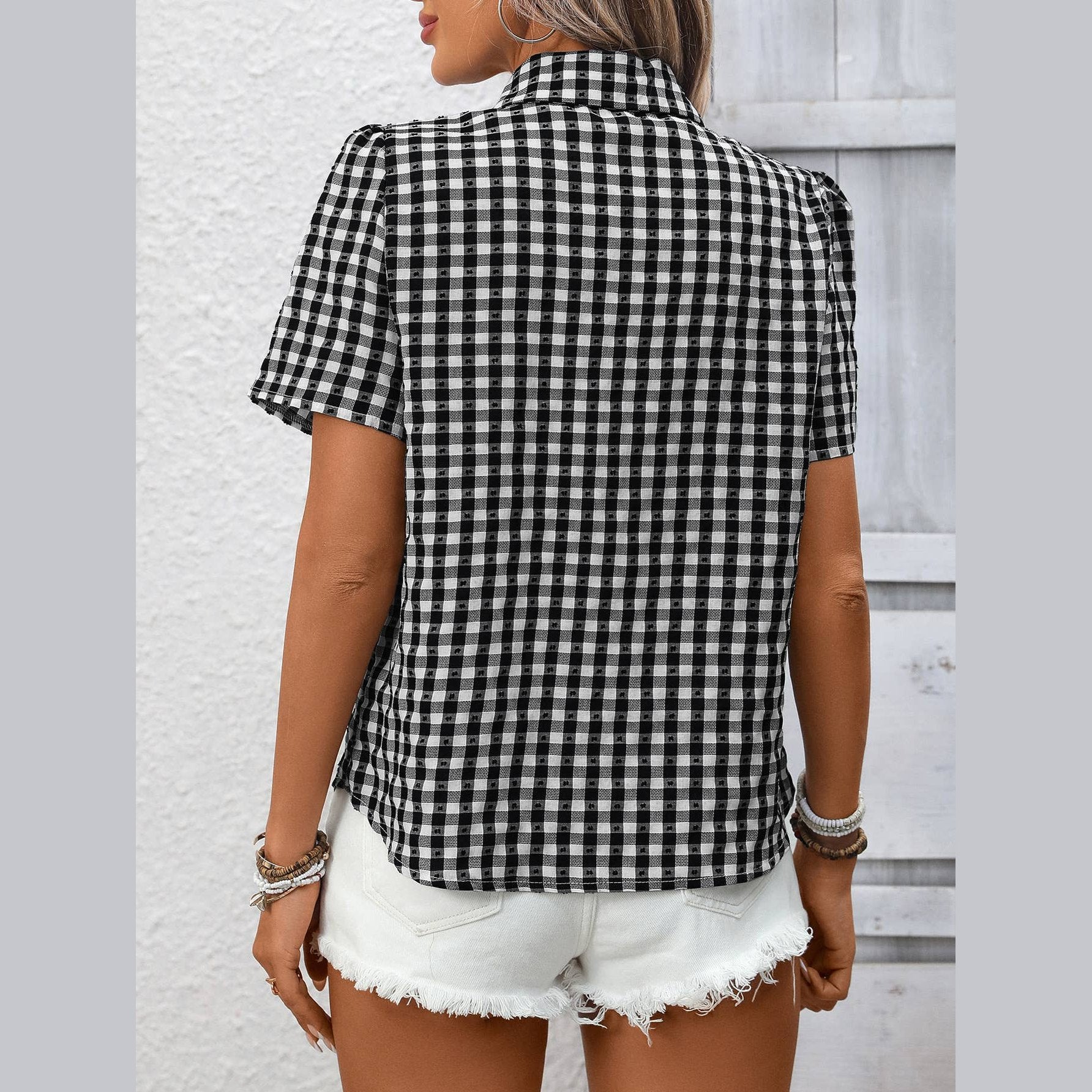 Gingham Short Sleeve Button Up Shirt G5-TP5026