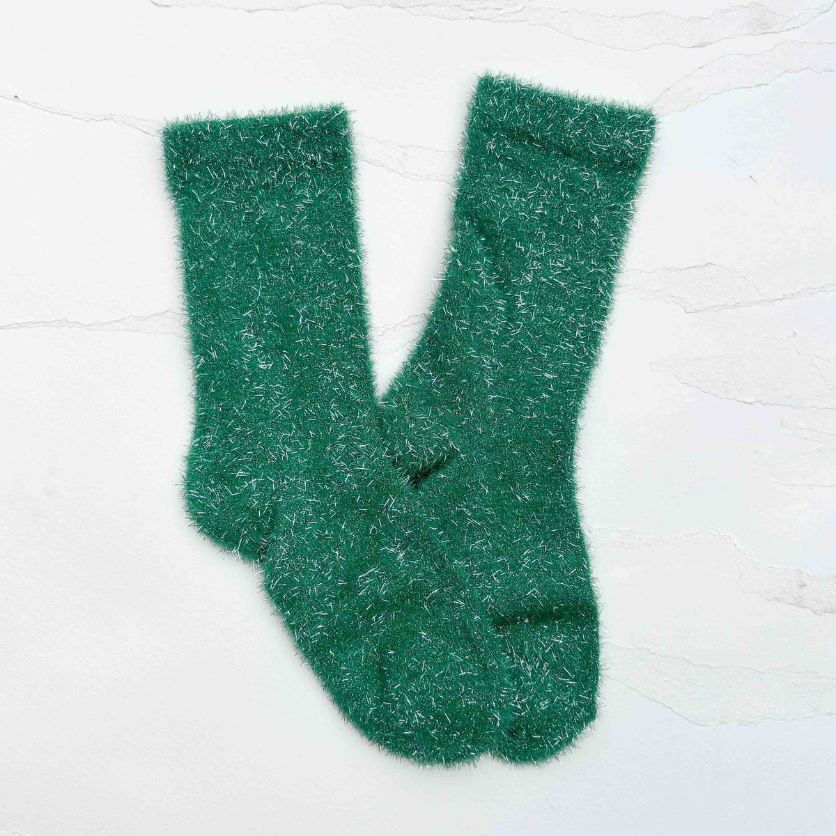 Holiday Sparkle Fuzzy Crew Socks