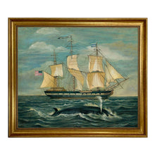 Load image into Gallery viewer, American Whaling Ship with Sperm Whale Vintage Painting Print
