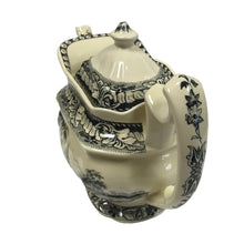 Load image into Gallery viewer, Pond Fishing Transferware Porcelain Teapot, 11"
