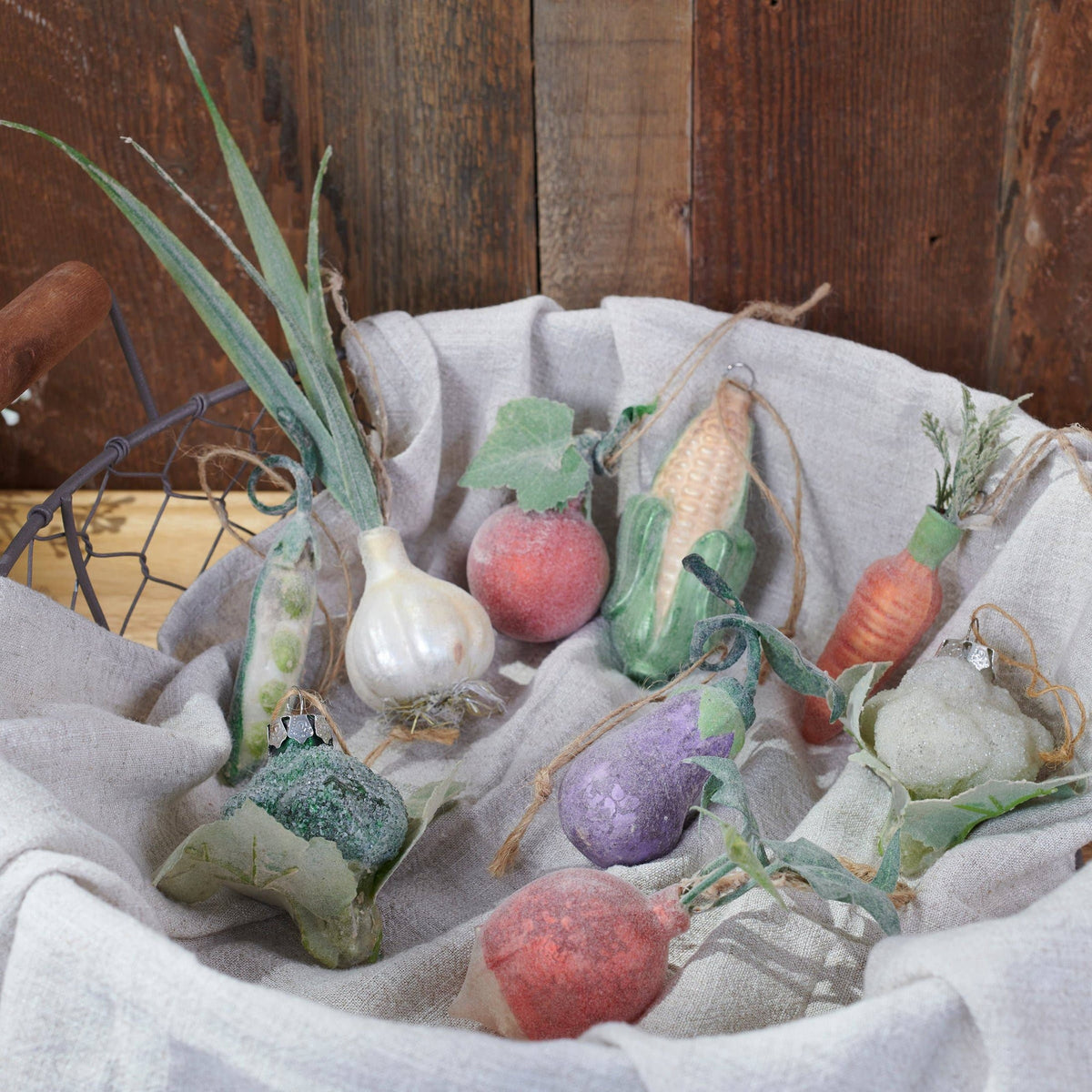 Glass Veggies Ornament Set