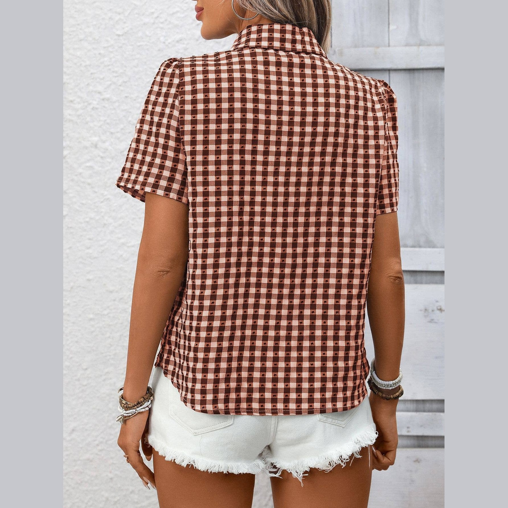 Gingham Short Sleeve Button Up Shirt G5-TP5026