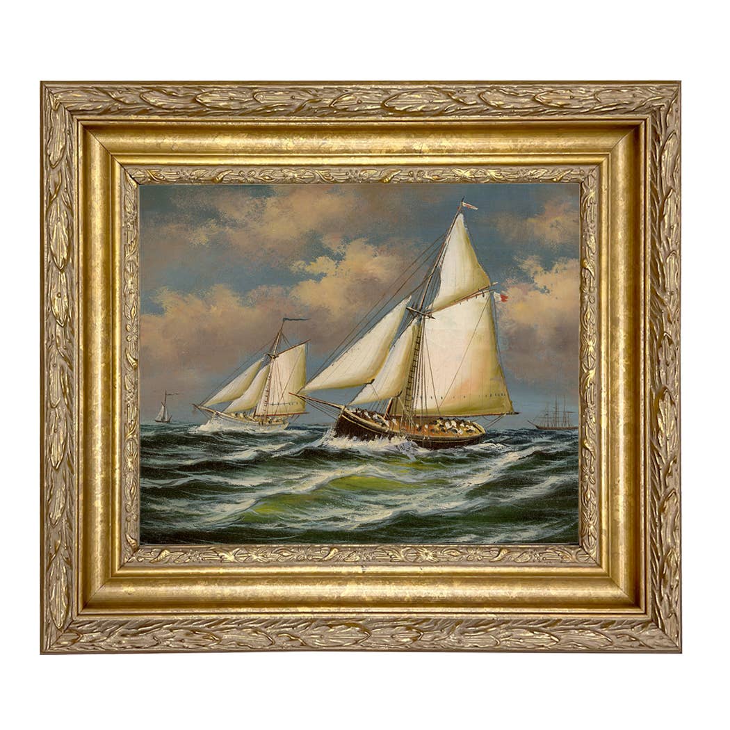 Puritan and Genesta Vintage Painting Print on Canvas