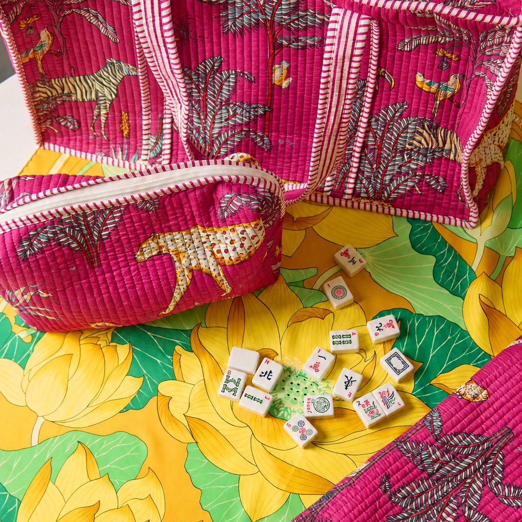 Jungle American Mahjong complete set pink