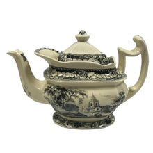 Load image into Gallery viewer, Pond Fishing Transferware Porcelain Teapot, 11"
