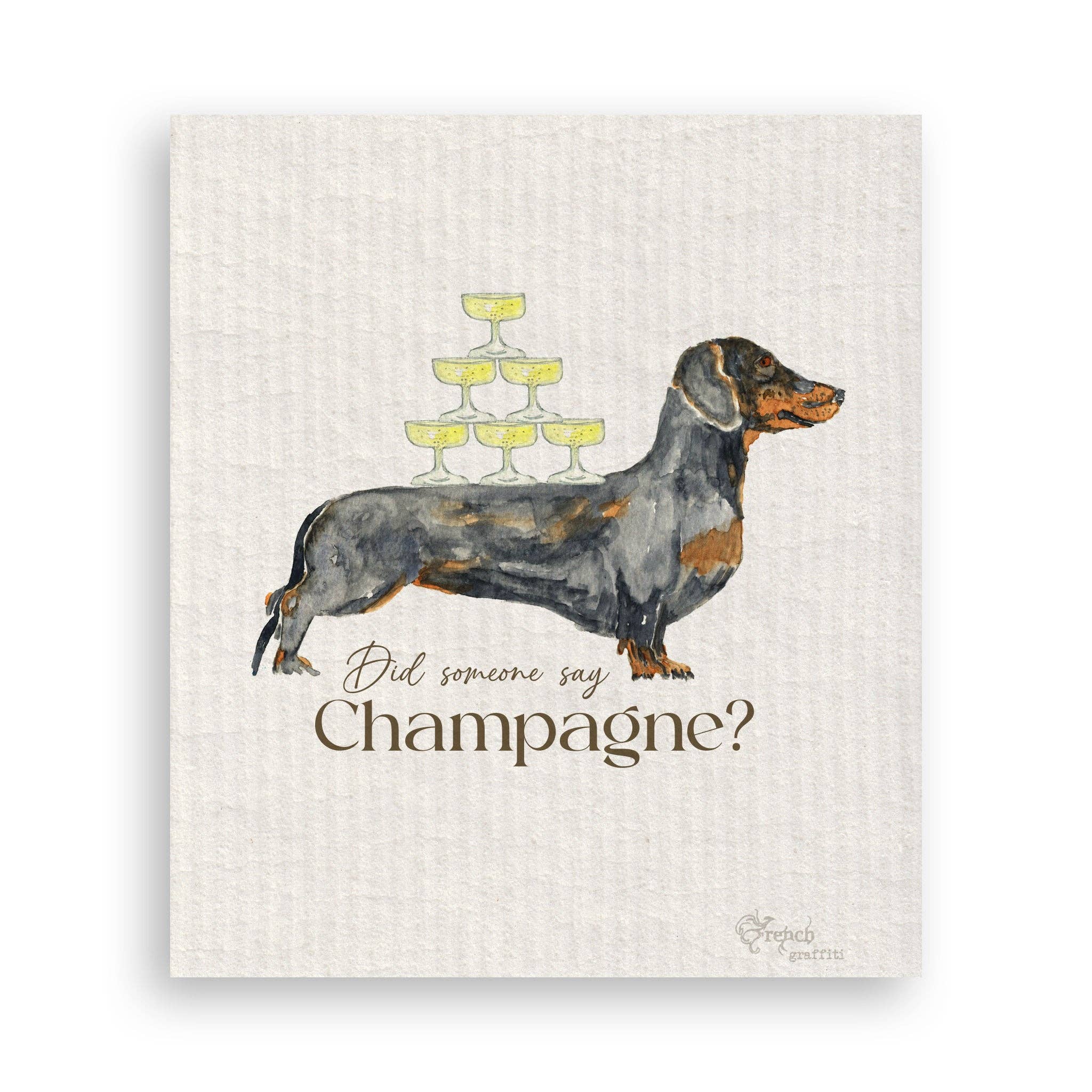 Dachshund with Champagne