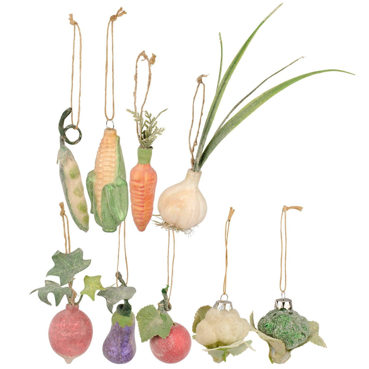 Glass Veggies Ornament Set