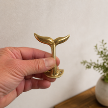 Load image into Gallery viewer, Brass Whale Tail Wall Hook (3 Sizes) – Coastal Bathroom Towel Hook, Nautical Wall Hook, Entryway Coat Hook, Beach House Decor
