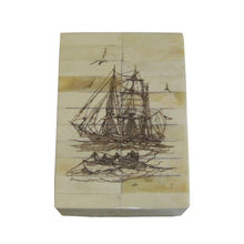 Load image into Gallery viewer, Returning to Ship-Whaling Ship &amp; Rowboat Ox Bone Box, 6-1/2"
