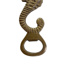 Load image into Gallery viewer, Antiqued Solid Brass Sea Horse Bottle Opener Barware, 6”
