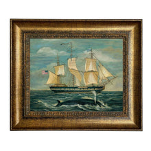 Load image into Gallery viewer, American Whaling Ship with Sperm Whale Vintage Painting Print
