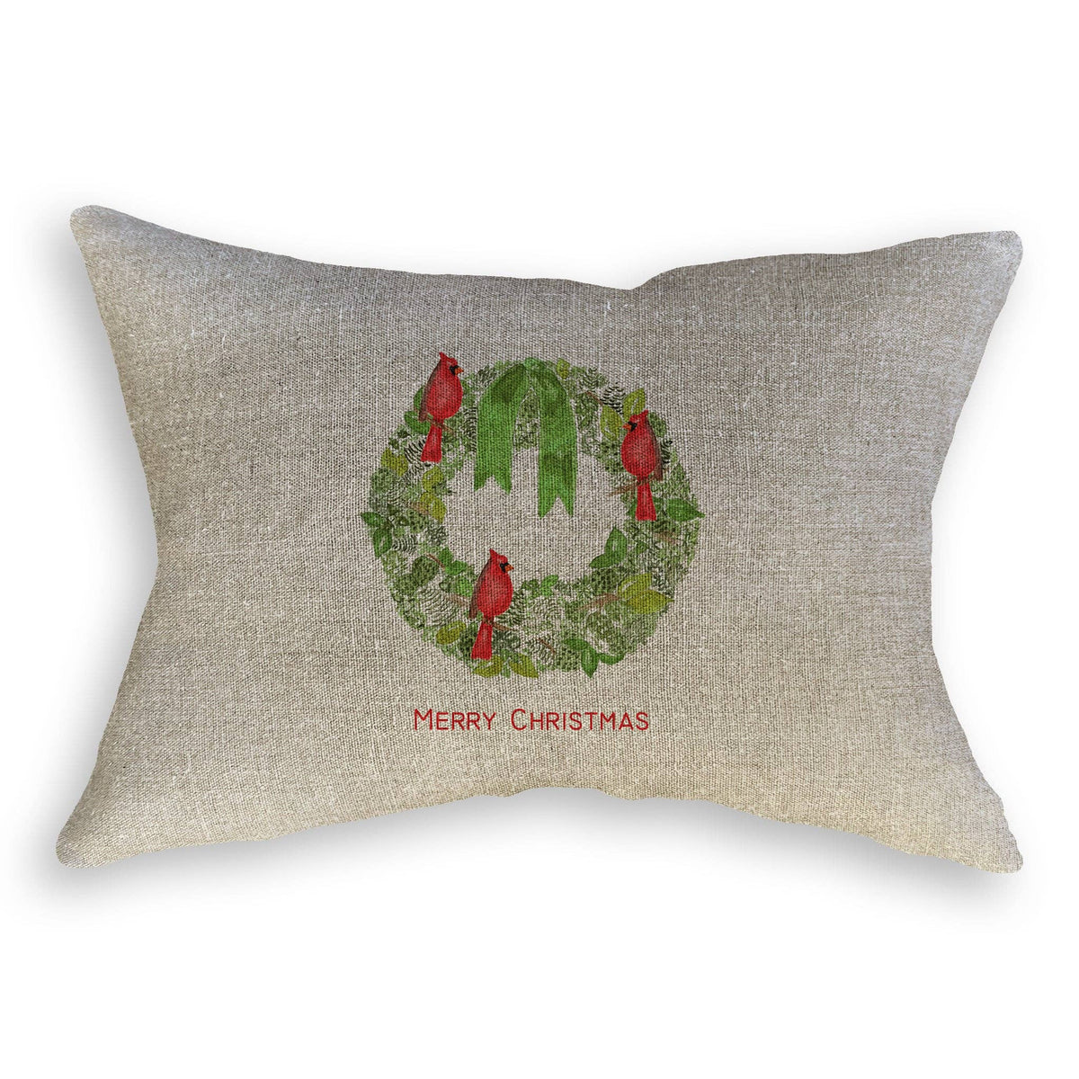 Green Wreath with Cardinals Kitchen Towel